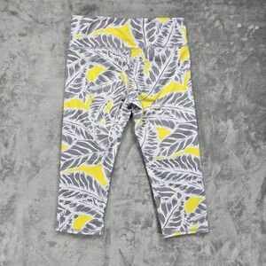 ALO Yoga Airbrush Palm Spring Zest Capri Leggings Crop Women's Small Yellow Gray